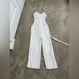 Abercrombie & Fitch Cream Linen Jumpsuit